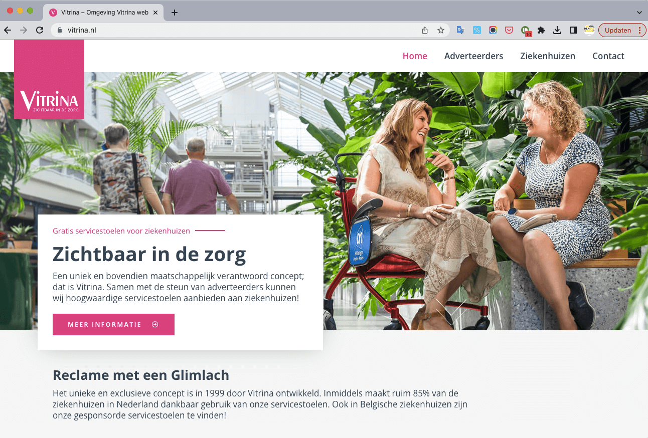 Homepage rebranding met concept, design en fotografie voor Vitrina